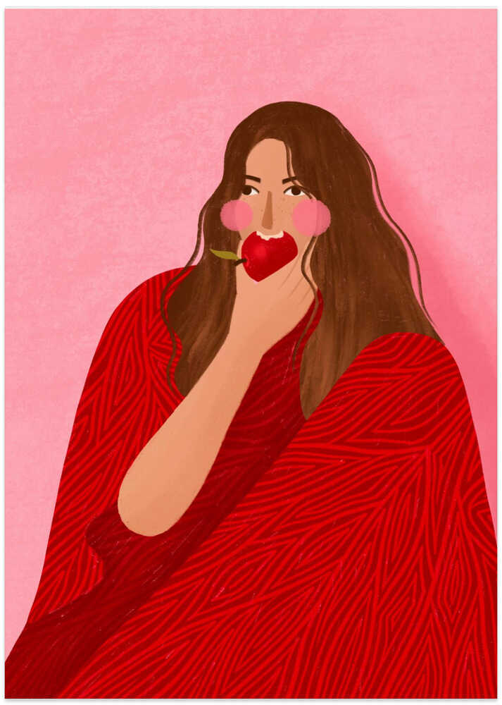 Cozy Woman Apple - Art Print by Bea Müller