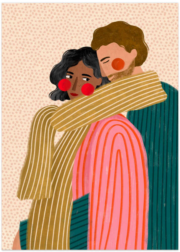 Loving Couple Embrace - Art Print by Bea Müller