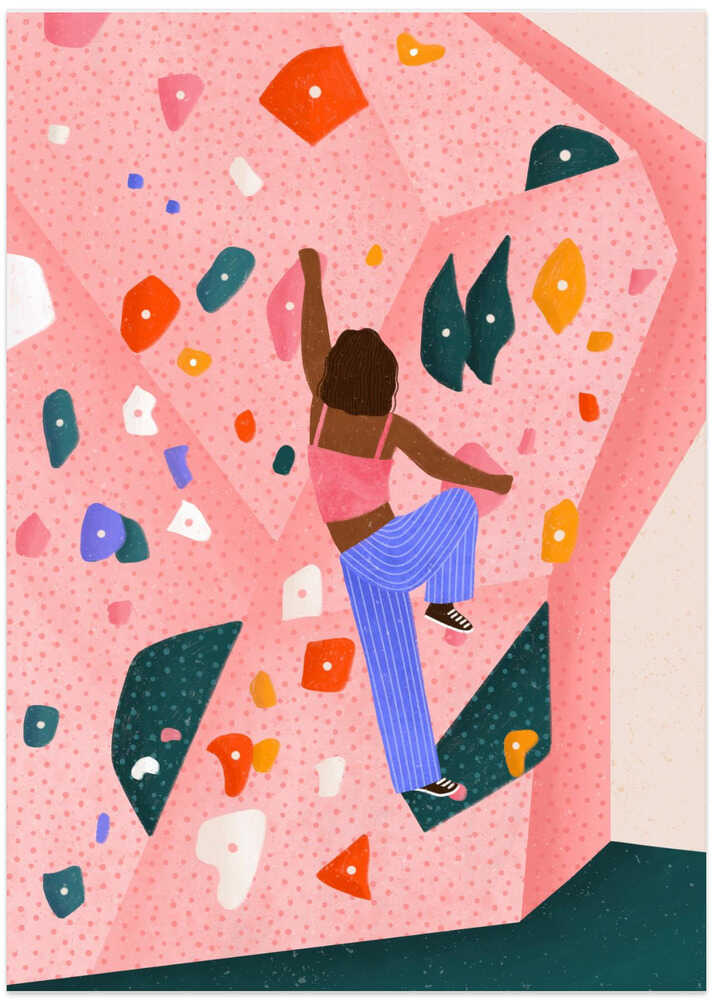 Dynamic Pink Wall Climb - Art Print by Bea Müller