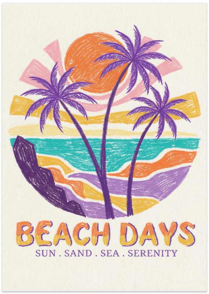 Vibrant Beach Serenity - Art Print by Melloi Art Prints