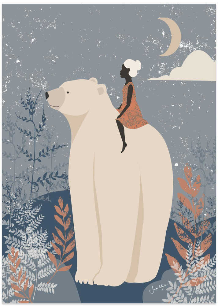 Moonlit Bear Journey - Art Print by Jemma Morris