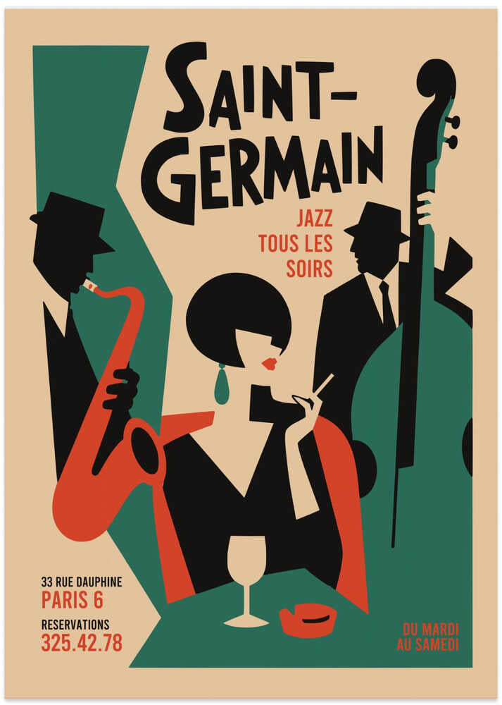 Art Deco Jazz Night - Art Print by Patryk Krygowski