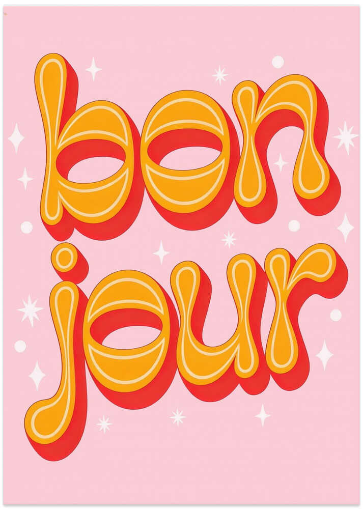 Groovy Bonjour Greeting - Art Print by Melloi Art Prints