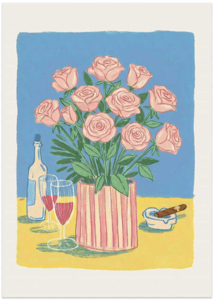 Pink Roses Evening - Art Print by Melloi Art Prints