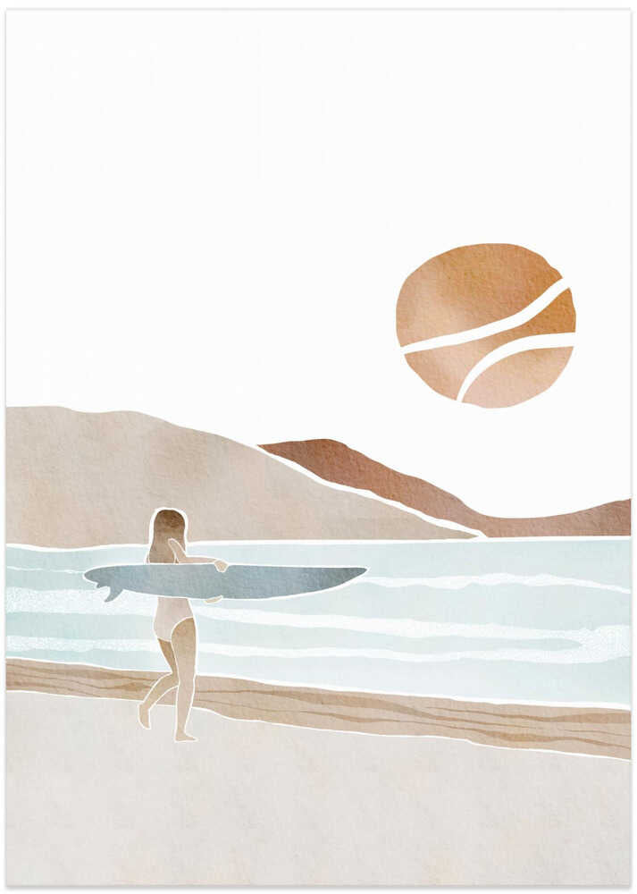 Surfer Beach Sunset - Art Print by Melloi Art Prints