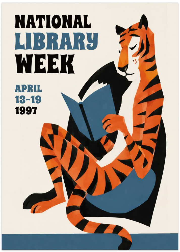 Relaxed Reading Tiger - Art Print by Patryk Krygowski