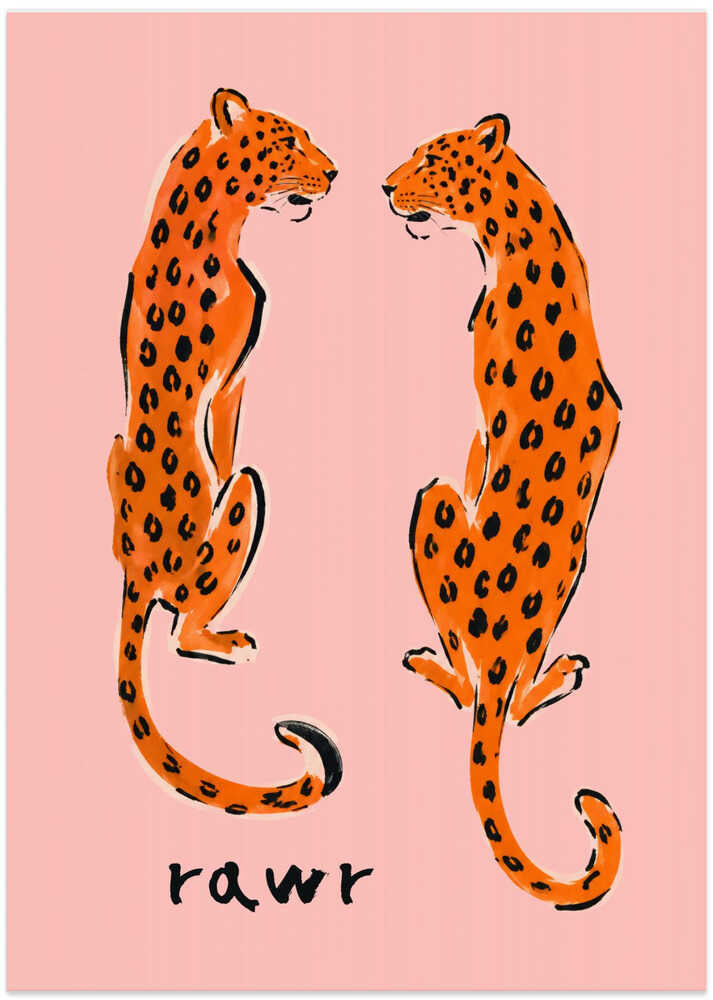 Playful Pink Leopards - Art Print by Patryk Krygowski