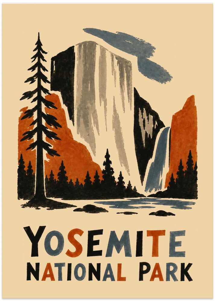 Yosemite Valley Falls - Art Print by Patryk Krygowski