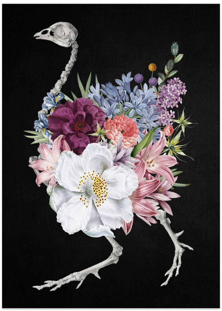 Blooming Skeleton Bird - Art Print by Marja van den Hurk
