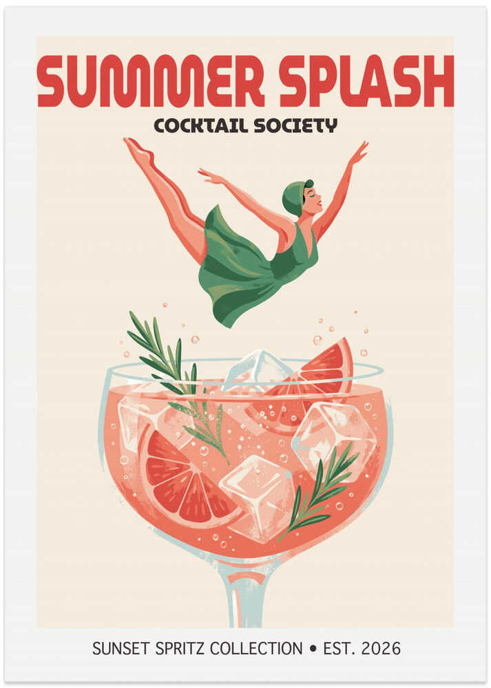 Retro Cocktail Splash - Art Print by Andreas Magnusson