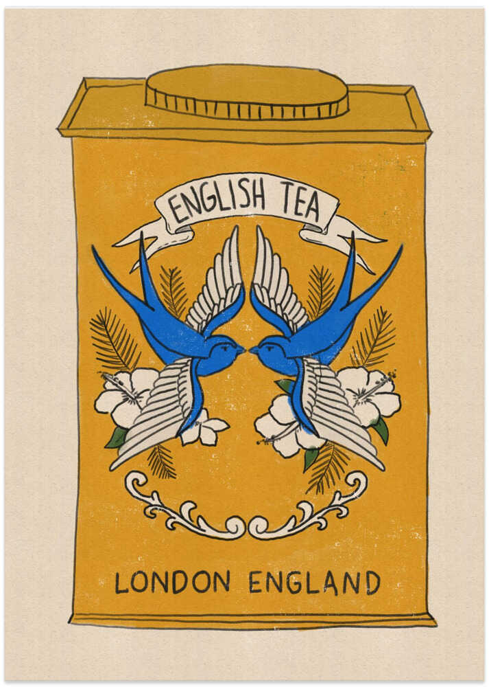 English Tea Swallows - Art Print by Nicholas