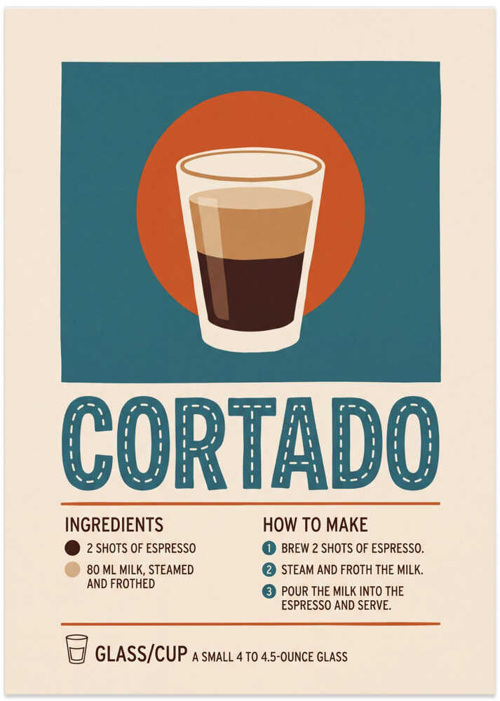 Cortado Coffee Recipe - Art Print by Andreas Magnusson