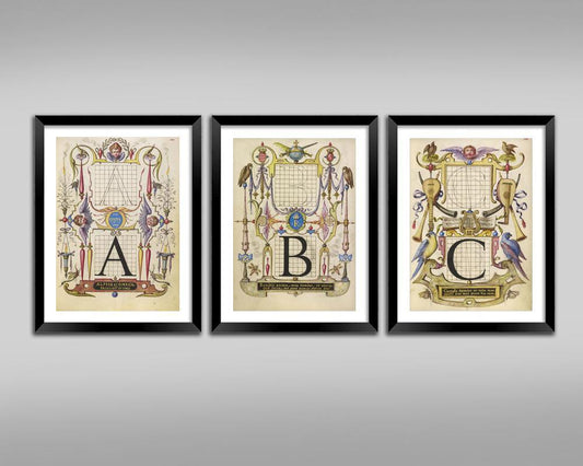 CALLIGRAPHY ART PRINTS: Vintage Alphabet Letter Illustrations - Pimlico Prints