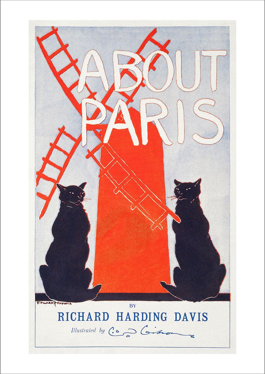 ABOUT PARIS POSTER: Red Windmill Guide Book Cover Art - Pimlico Prints