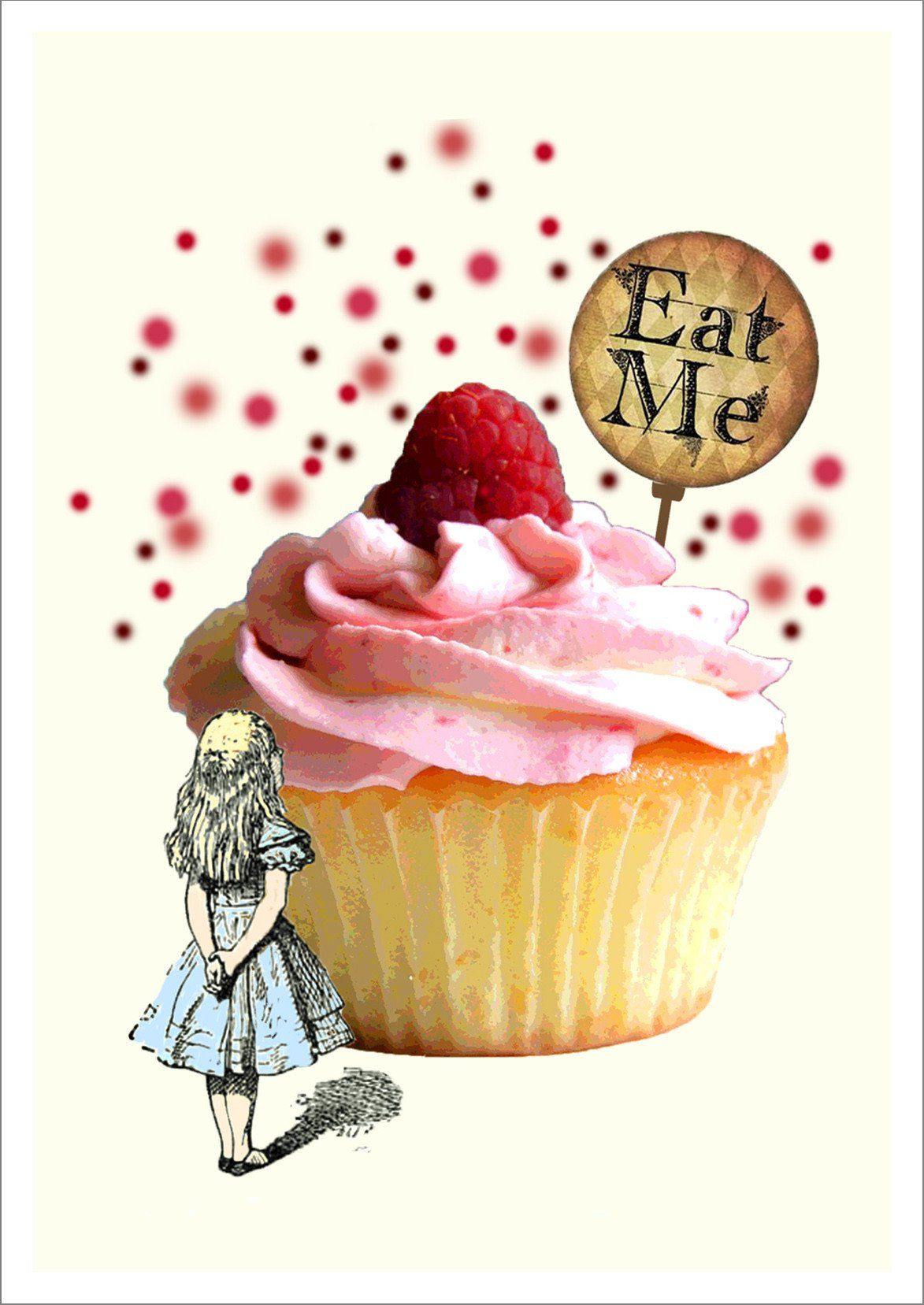 EAT ME PRINT: Alice in Wonderland Art Illustration - Pimlico Prints