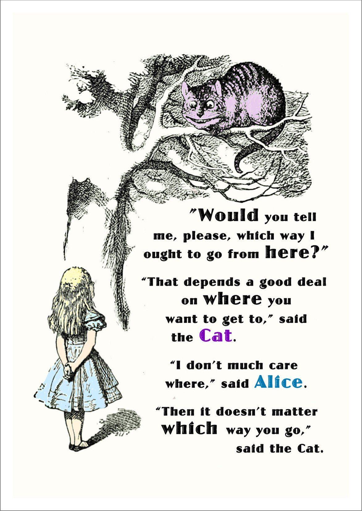 CHESHIRE CAT PRINT: Vintage Alice in Wonderland 'Which Way' Illustration - Pimlico Prints