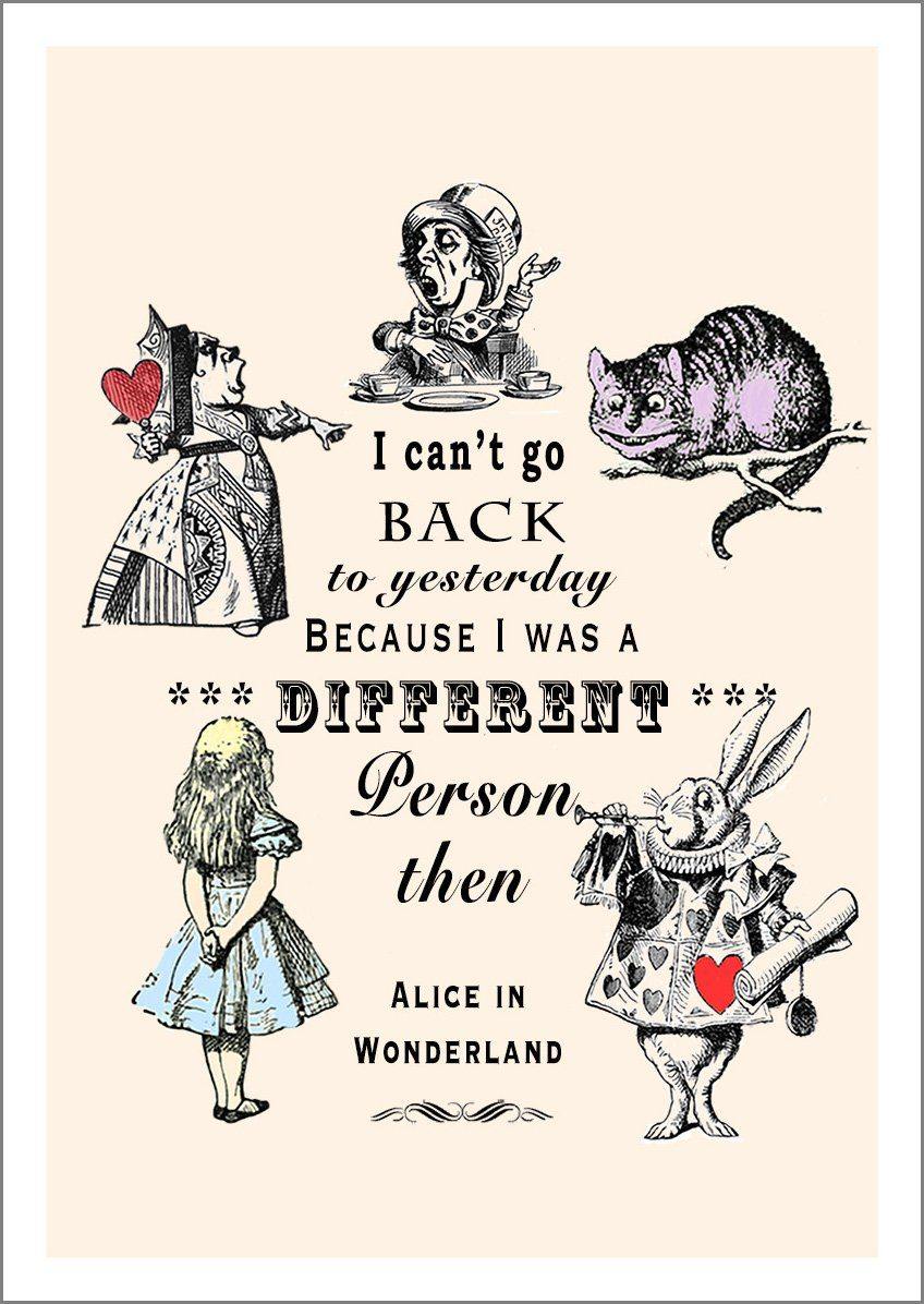 DIFFERENT PERSON PRINT: Vintage Alice in Wonderland Quote Art - Pimlico Prints