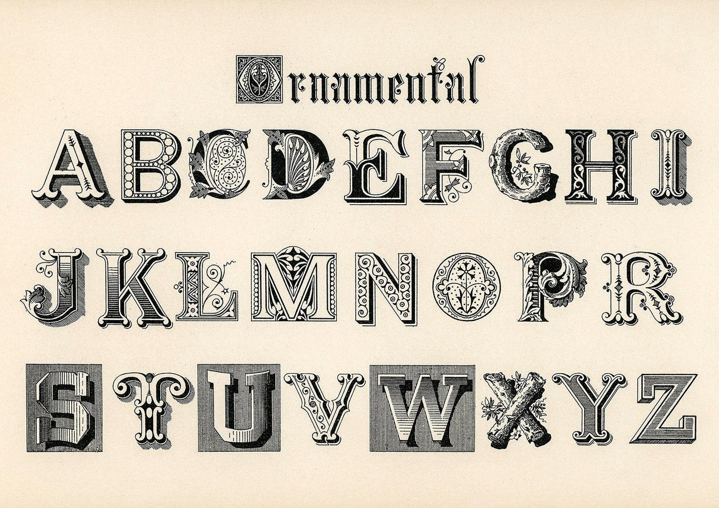ALPHABET ART PRINT: Vintage Letters Illustration - Pimlico Prints