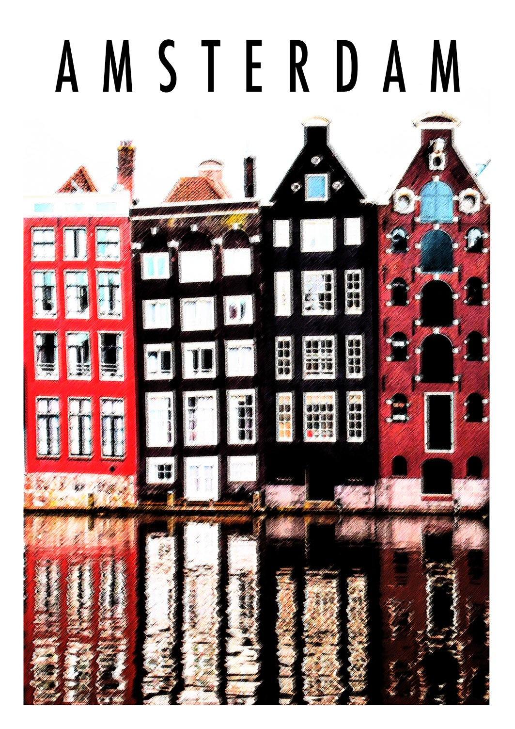 AMSTERDAM HOLLAND PRINT: Vintage Travel Poster - Pimlico Prints