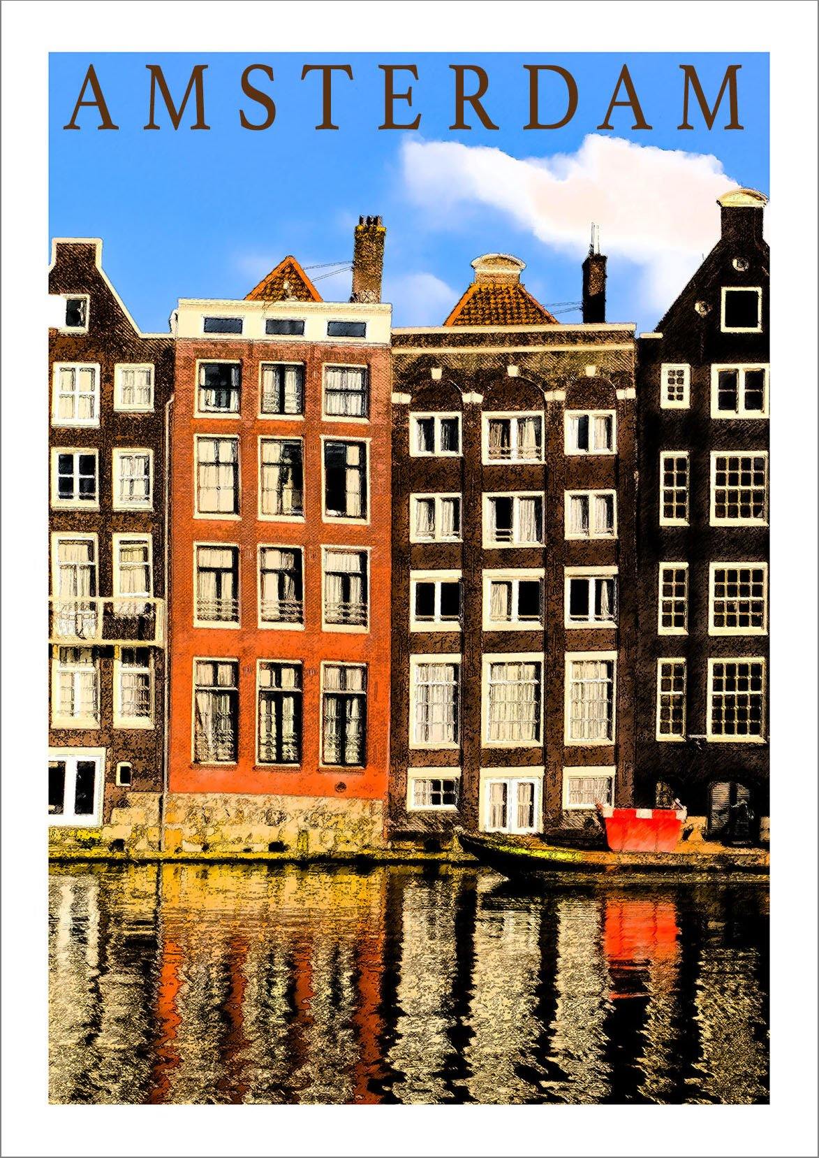 AMSTERDAM HOLLAND PRINT: Vintage Travel Poster - Pimlico Prints
