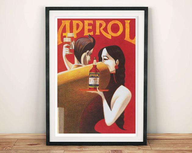 APEROL POSTER: Vintage Red Alcohol Art Print - Pimlico Prints