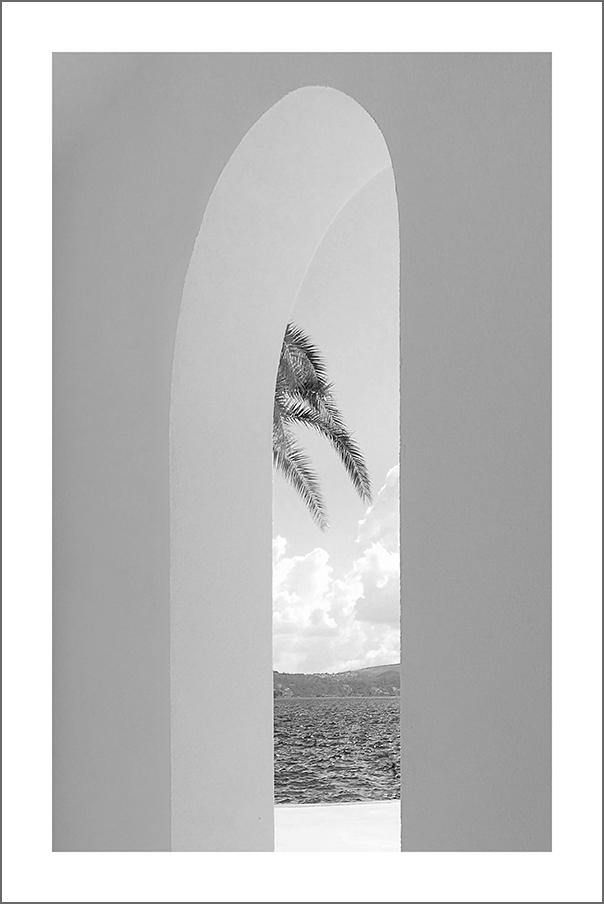 OCEAN VIEW PRINT: Archway and Palm Tree Photo Art - Pimlico Prints