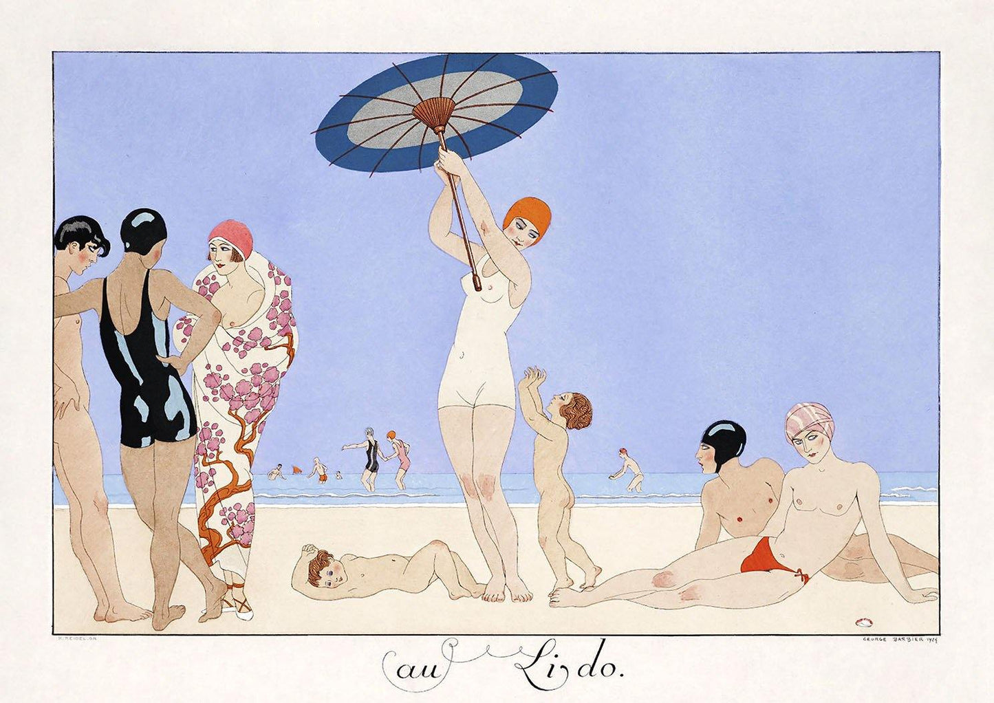 GEORGE BARBIER PRINT: Au Lido Art Deco beach scene - Pimlico Prints