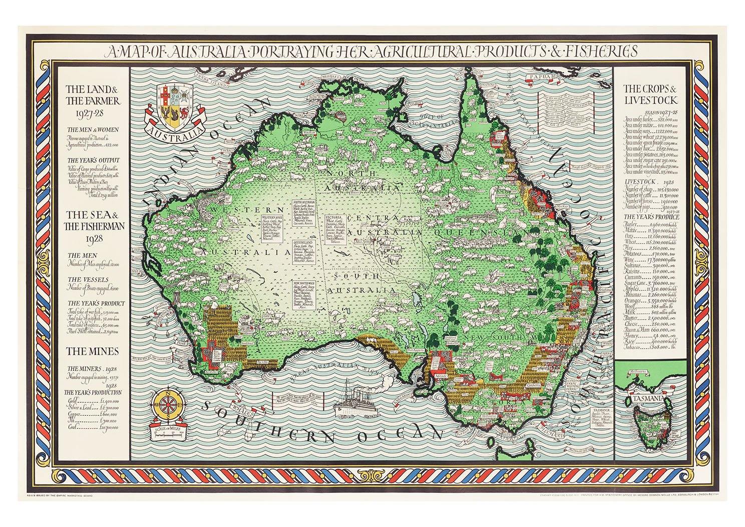 AUSTRALIA MAP PRINT: Vintage Atlas Art - Pimlico Prints