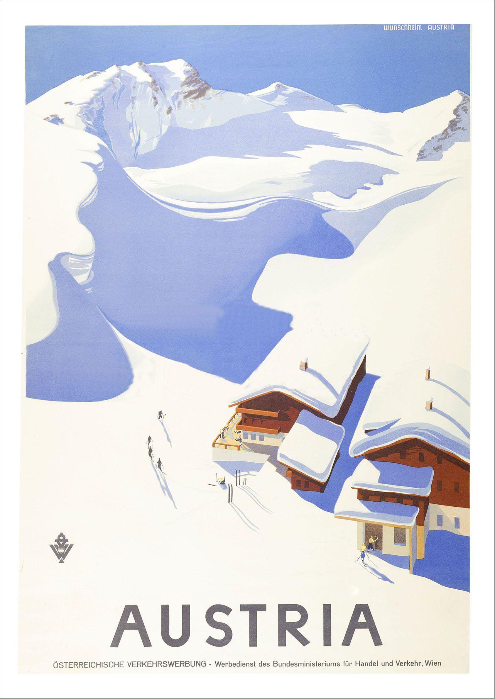 VINTAGE AUSTRIA POSTER: Winter Sport Advert - Pimlico Prints