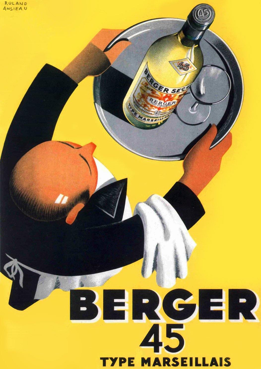 BERGER 45 POSTER: Vintage Type Marseillais Drink Art Print - Pimlico Prints