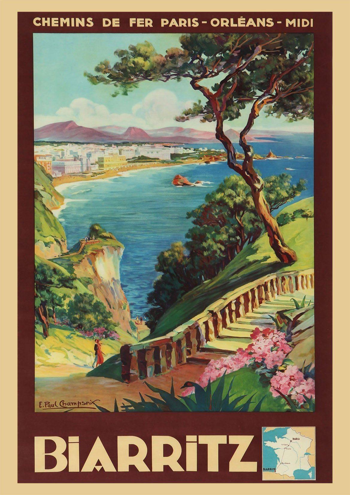 BIARRITZ POSTER: Vintage French Travel Print - Pimlico Prints
