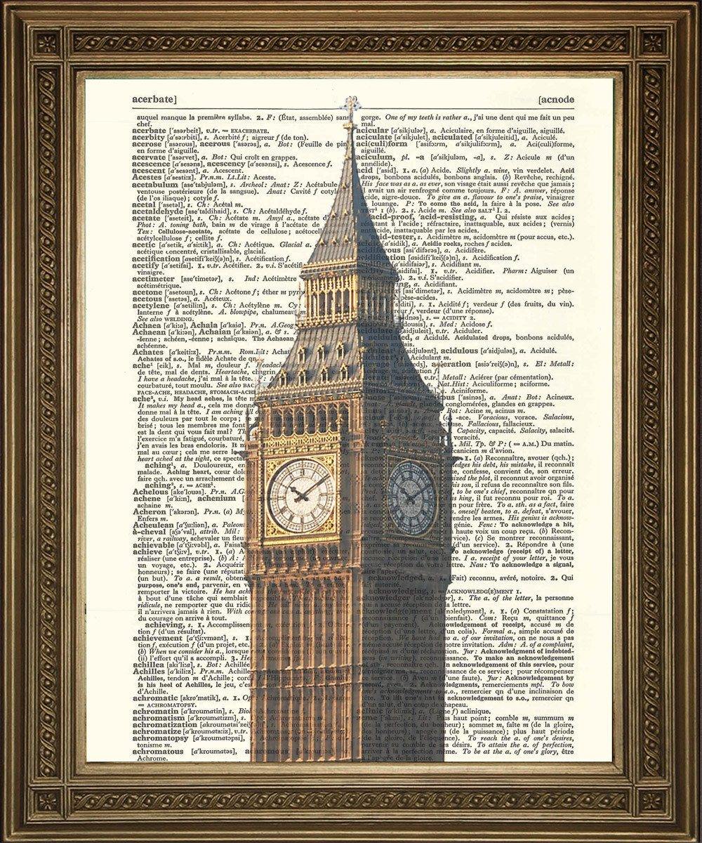 BIG BEN LONDON PRINT: English Dictionary Page Art - Pimlico Prints