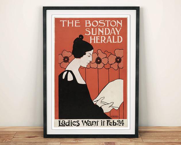 BOSTON HERALD POSTER: Ladies Want It Newspaper Art Print - Pimlico Prints
