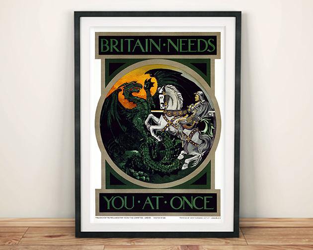 BRITAIN NEEDS YOU POSTER: World War 1 Recruitment Advert - Pimlico Prints
