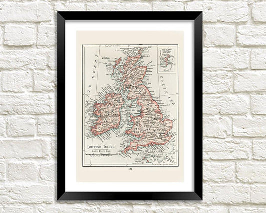 BRITISH ISLES MAP PRINT: Vintage UK Atlas Art - Pimlico Prints