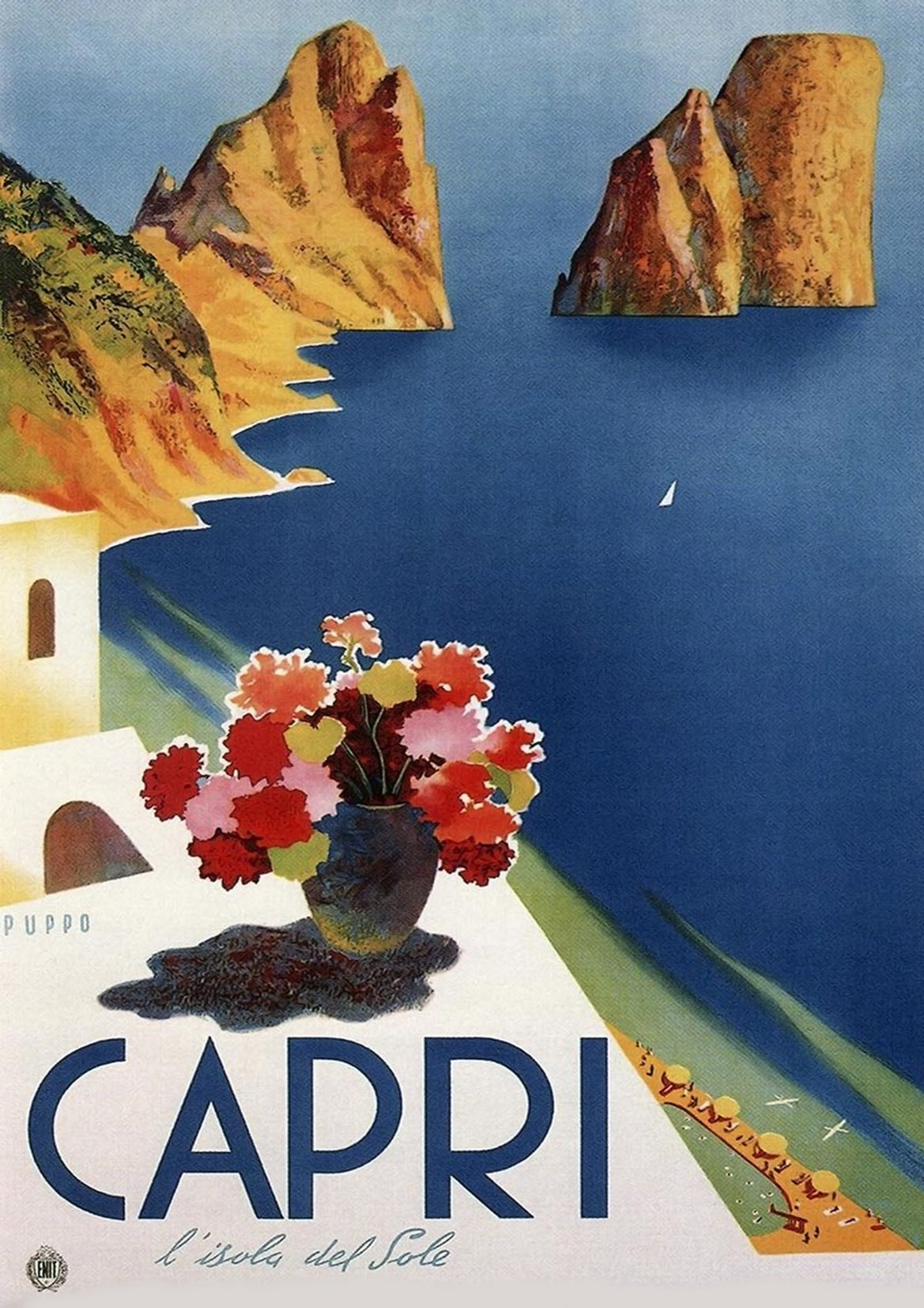 AFFICHE TOURISTIQUE DES ABRUZZES : Affiche de voyage italienne vintage