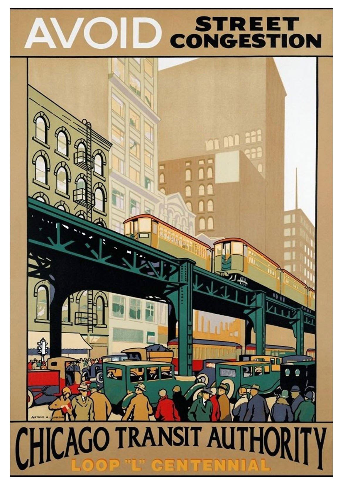 CHICAGO L-TRAIN POSTER: Vintage Travel Advert - Pimlico Prints