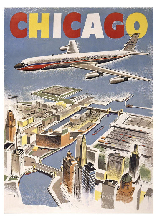 CHICAGO POSTER: Vintage Airline Advert Print - Pimlico Prints