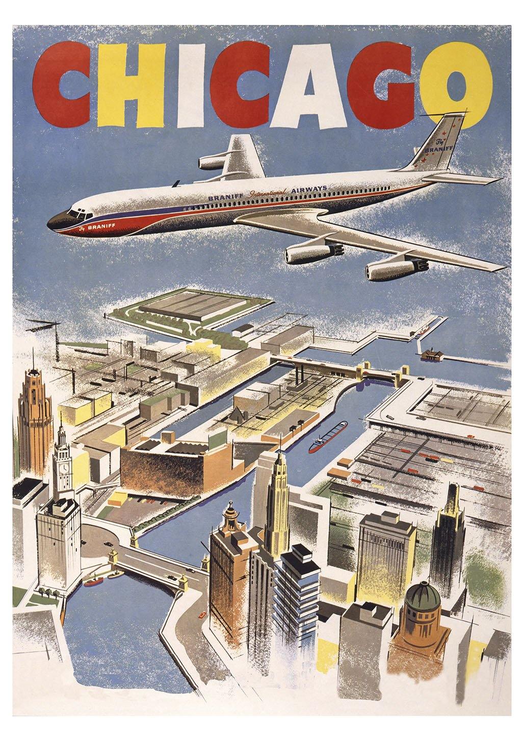 CHICAGO POSTER: Vintage Airline Advert Print - Pimlico Prints