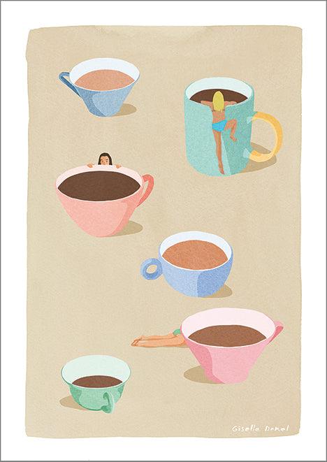 COFFEE LADIES: Art Print by Giselle Dekel - Pimlico Prints