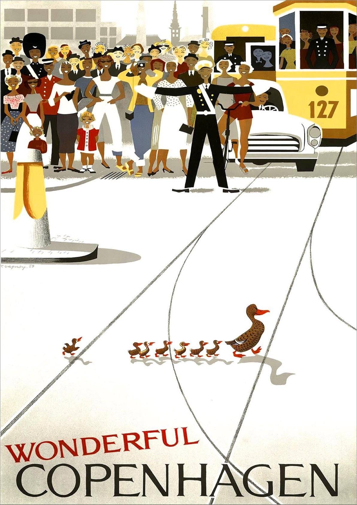 COPENHAGEN POSTER: Vintage Ducks Tourism Advert Print - Pimlico Prints