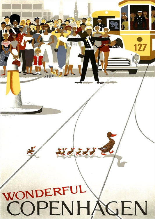 COPENHAGEN POSTER: Vintage Ducks Tourism Advert Print - Pimlico Prints