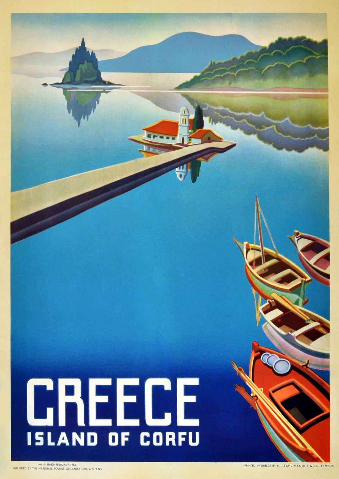 CORFU TOURISM POSTER: Vintage Greek Island Travel Advert Print - Pimlico Prints