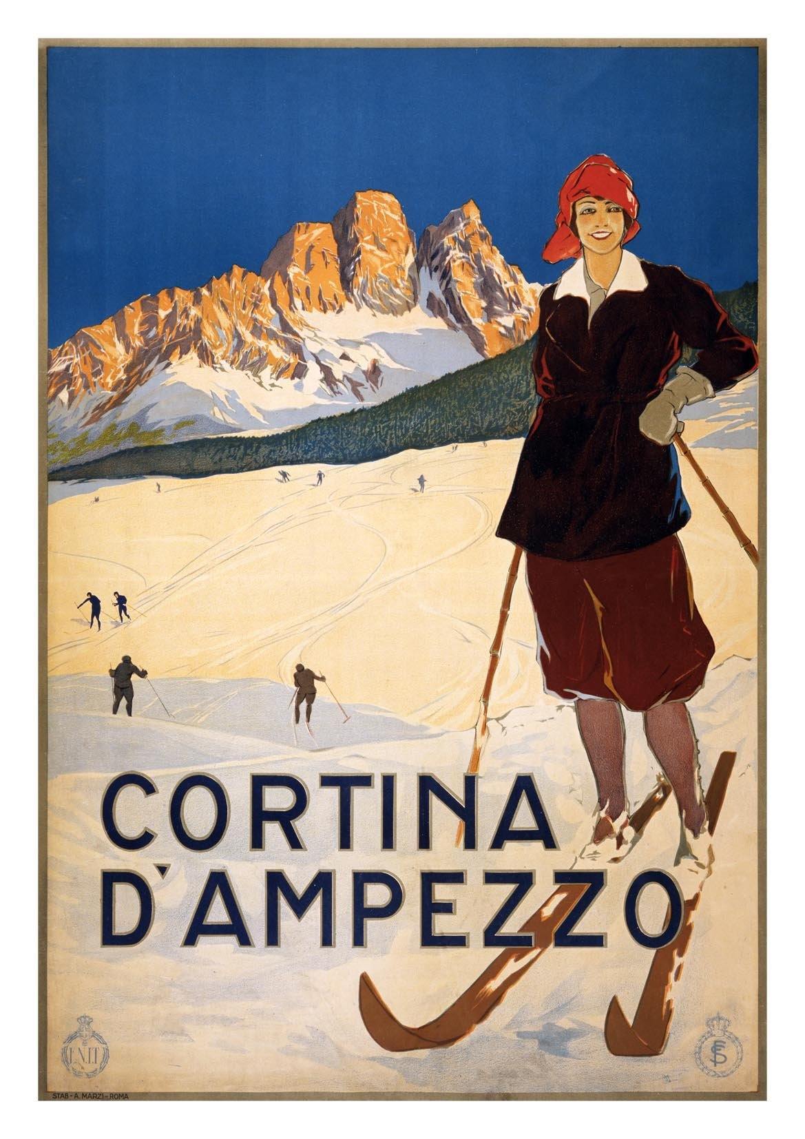 CORTINA D'AMPEZZO POSTER: Vintage Italy Ski Print - Pimlico Prints