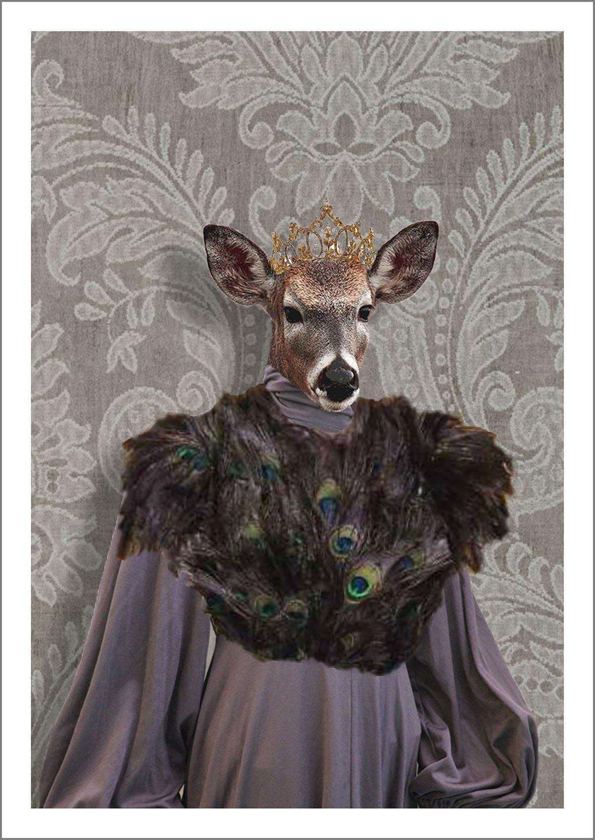 MRS DEER: Fun Doe Woman Animal Art Print - Pimlico Prints