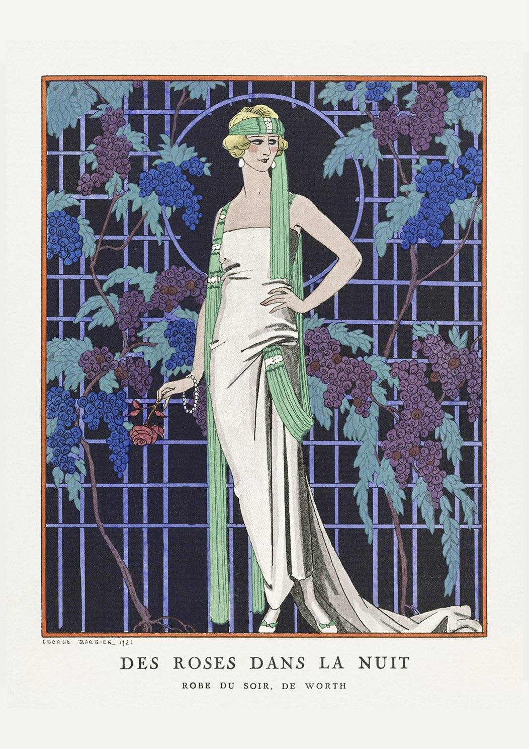 GEORGE BARBIER PRINT: Des Roses Dans La Nuit, Art Deco Print - Pimlico Prints