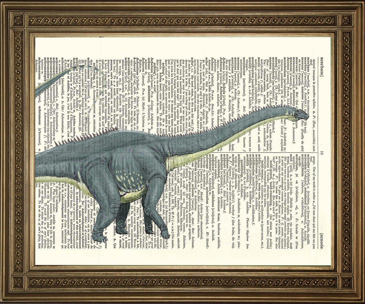 DIPLODOCUS DICTIONARY PRINT: Dinosaur Art Illustration - Pimlico Prints