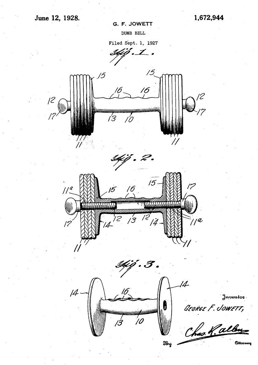 DUMBBELL PRINT: Weight Lifting Patent Blueprint Artwork - Pimlico Prints