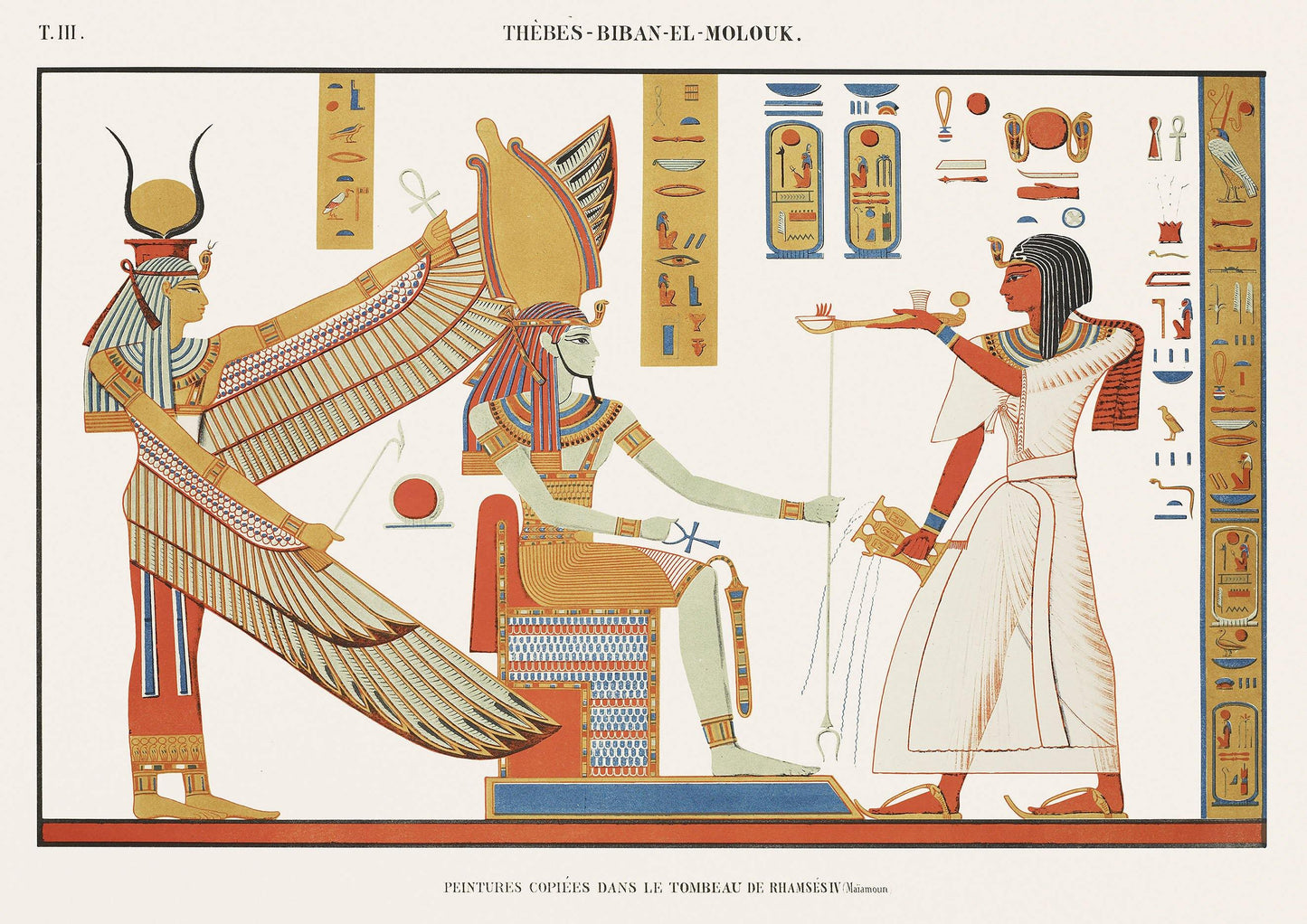 EGYPTIAN THEBES PRINT: Ramses IV Tomb Painting by Jean François Champollion - Pimlico Prints