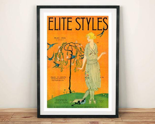 ELITE STYLES POSTER: Orange Fashion Cover Art - Pimlico Prints